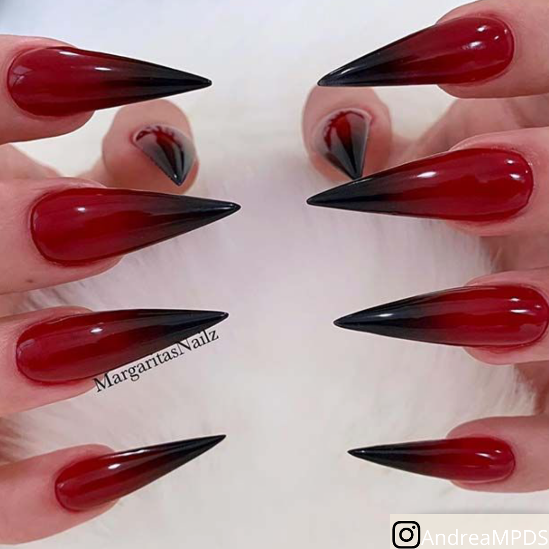 manicure vermelho preto