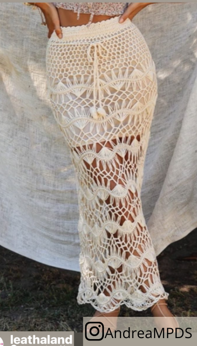 falda crochet blanca mujer